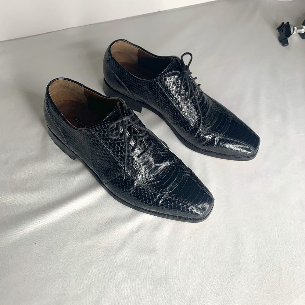 Florsheim Barletta Mens Black Genuine Snakeskin Lace Up Oxfords Size 8.5 D